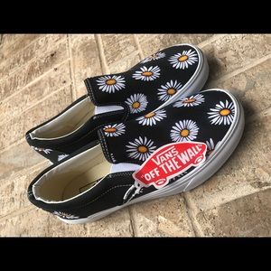 White Daisy Slip On Vans